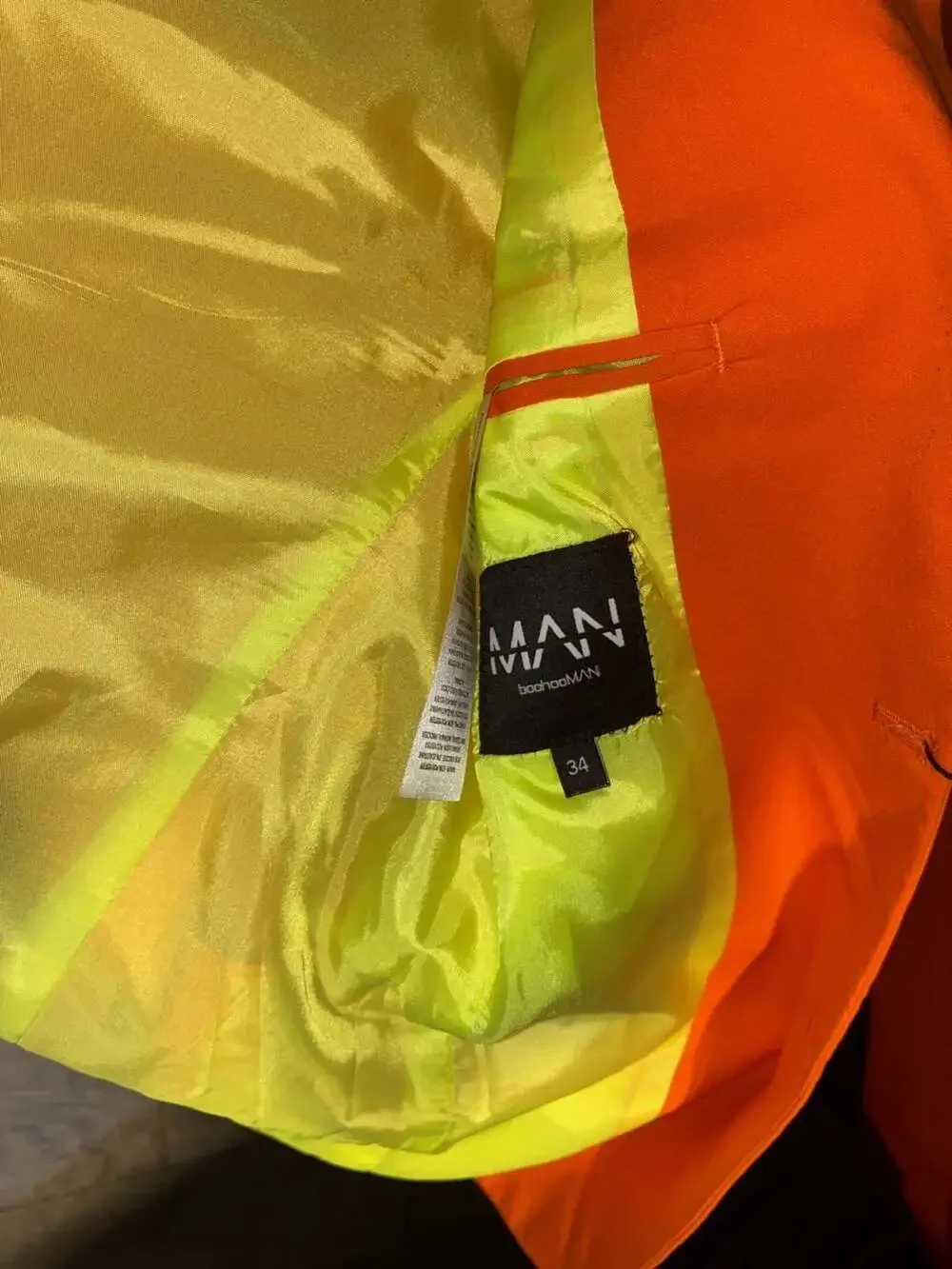 boohooMAN Single Breasted Super Skinny Chain Suit Jacket in Orange